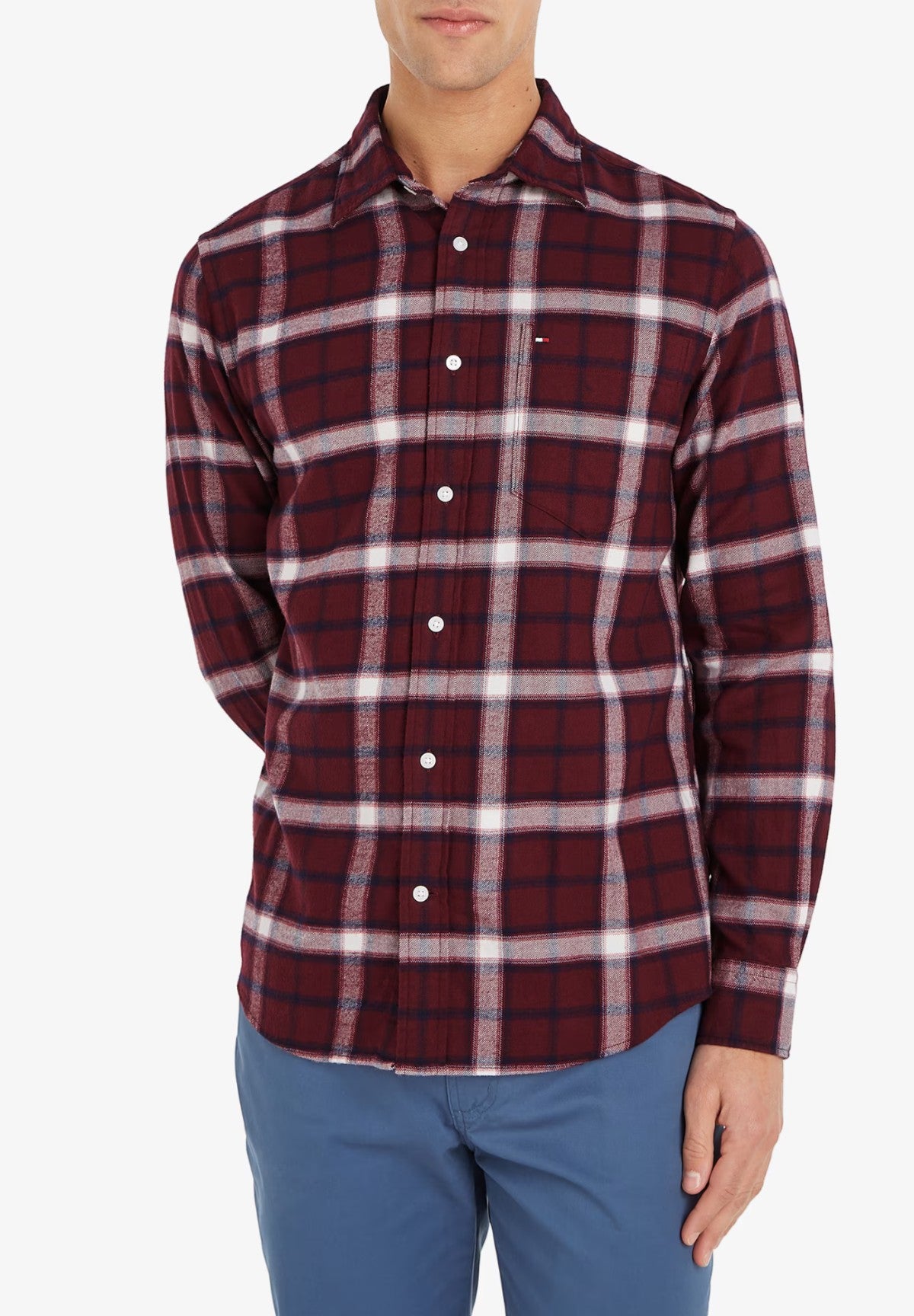 Camicia a Maniche Lunghe Brushed Shadow Check MW0MW36842 Deep Rouge - Multi