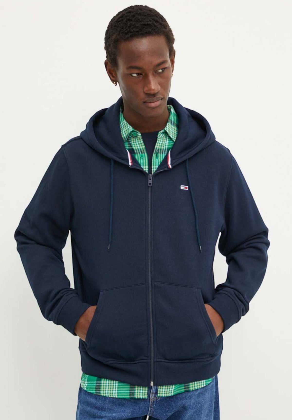 Felpa Full-Zip con Cappuccio Tjm Reg S Flag Zip T DM0DM20498 Dark Night Navy