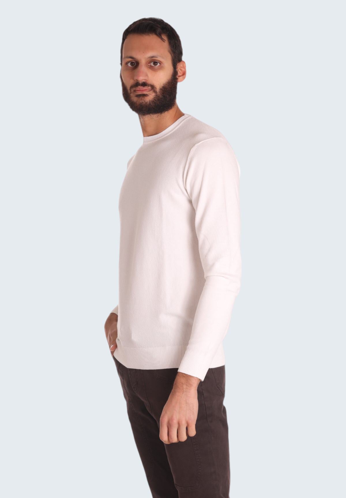 Maglione Girocollo Chicco di riso, 80 viscosa - 20 nylon P20009 Bianco