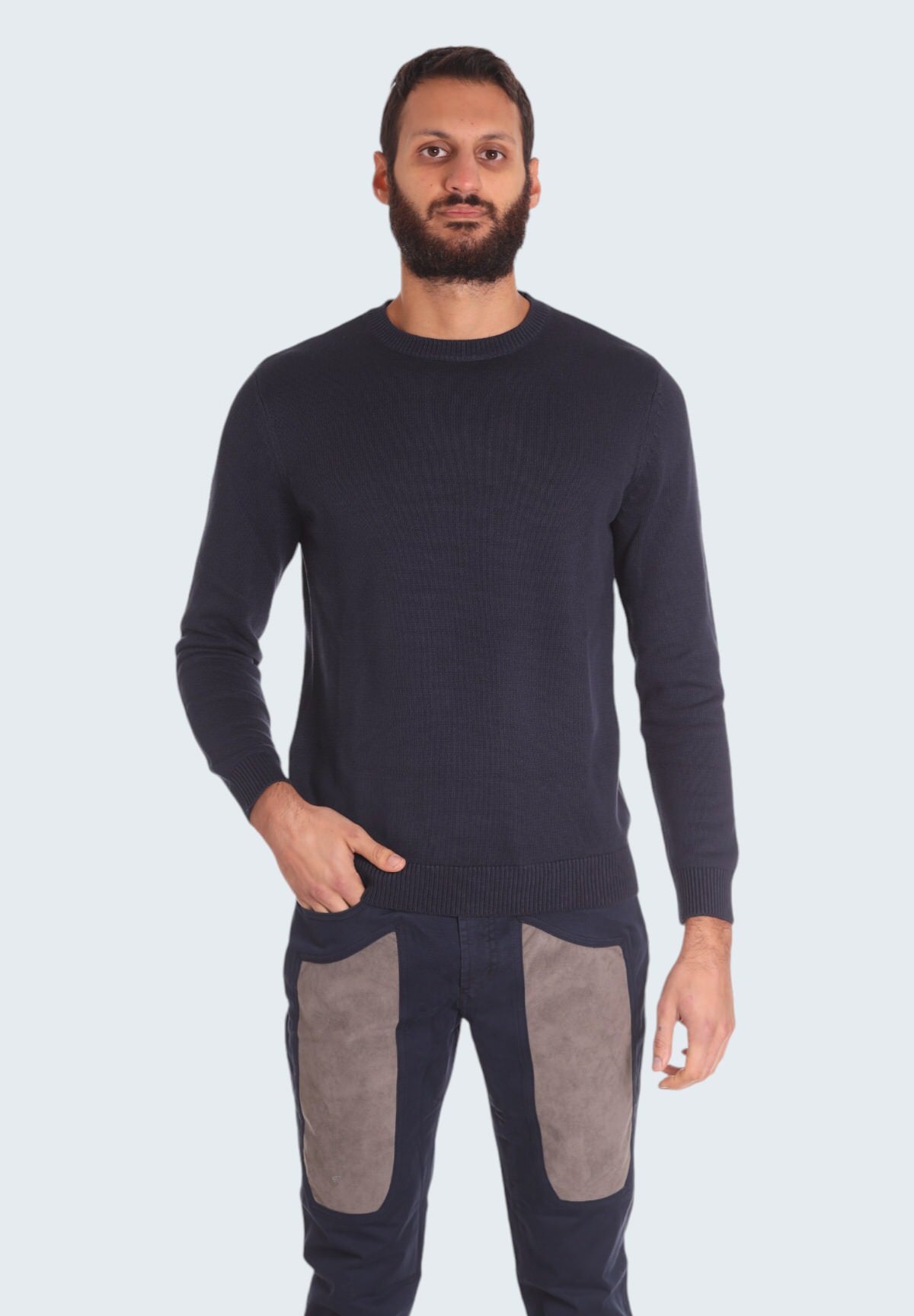 Maglione Girocollo Giro stone - 100 cotone P20015 Blu