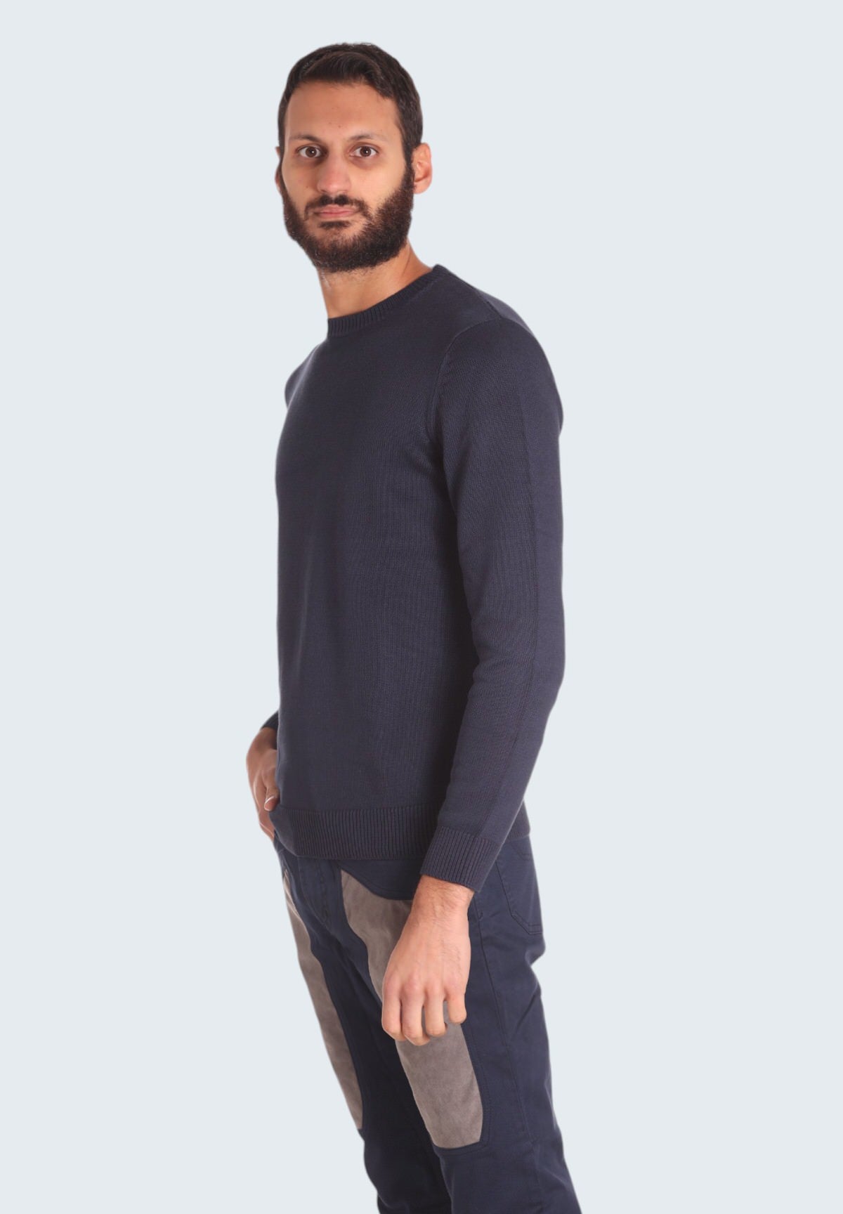 Maglione Girocollo Giro stone - 100 cotone P20015 Blu