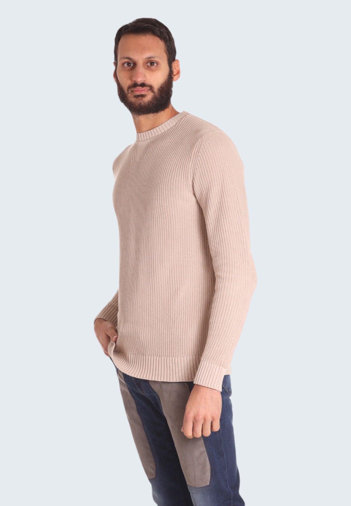 Maglione Girocollo Giro inglese stone - 100 cotone P20024 Beige