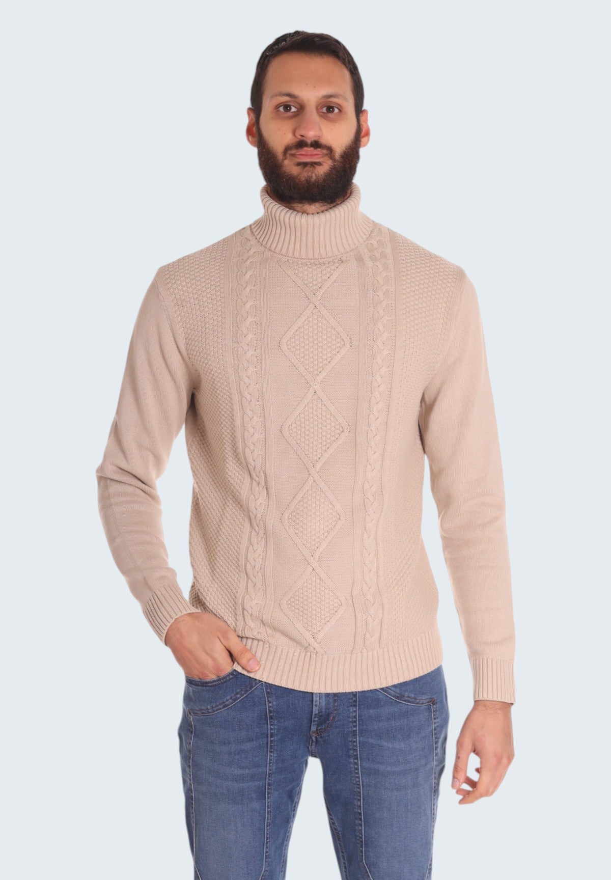 Maglione Collo Alto Dolcevita - 100 cotone P730041 Beige