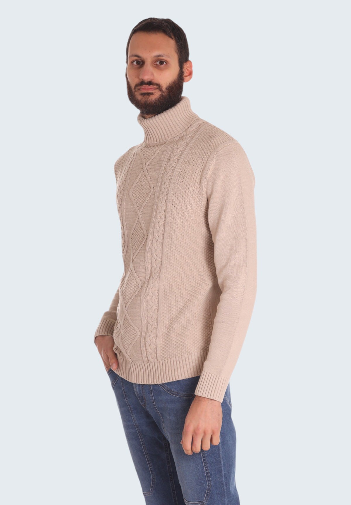 Maglione Collo Alto Dolcevita - 100 cotone P730041 Beige