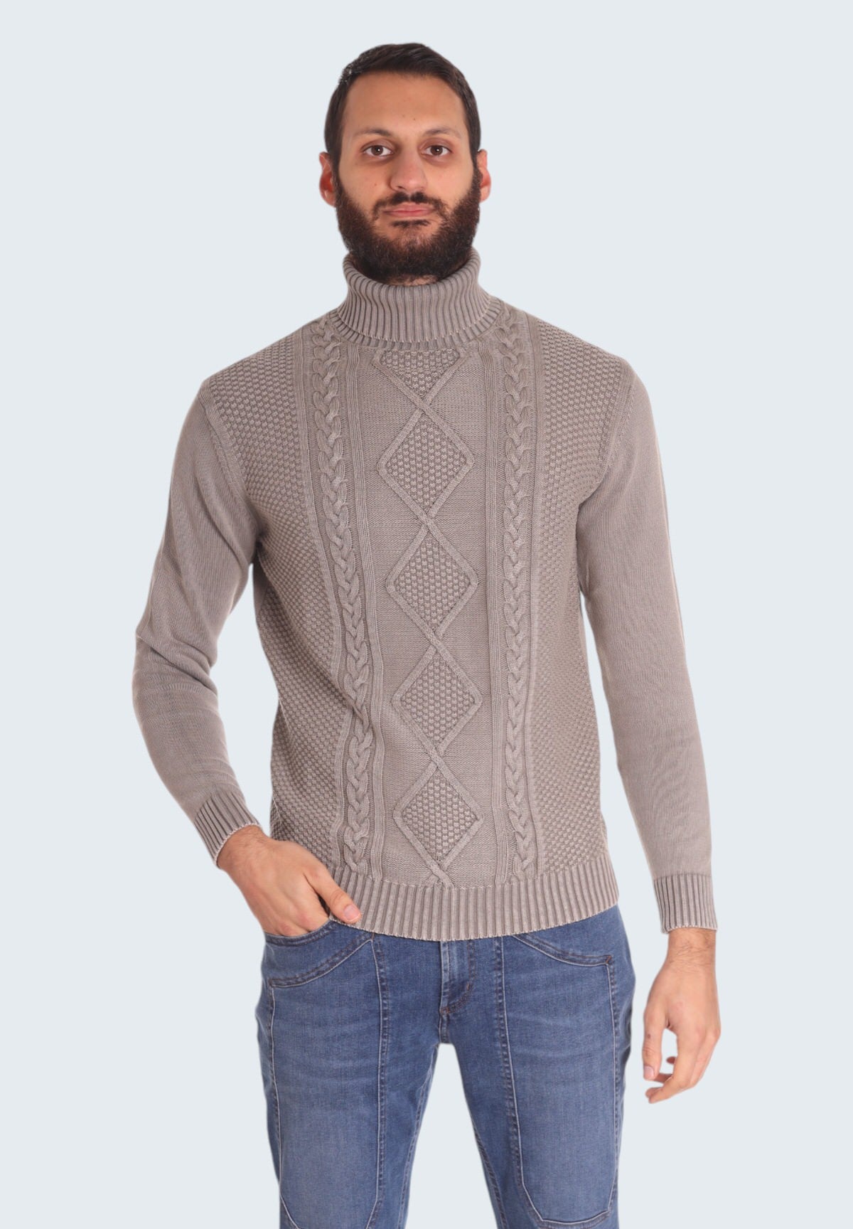 Maglione Collo Alto Dolcevita - 100 cotone P730041 Bianco