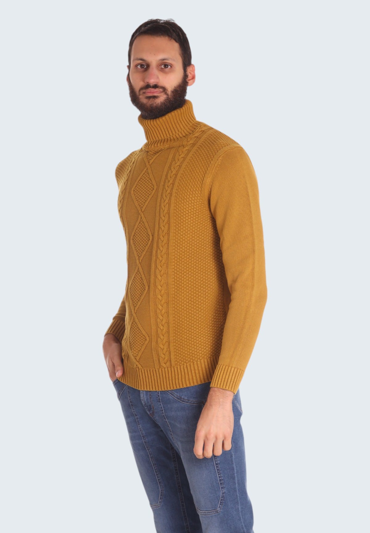 Maglione Collo Alto Dolcevita - 100 cotone P730041 Olio