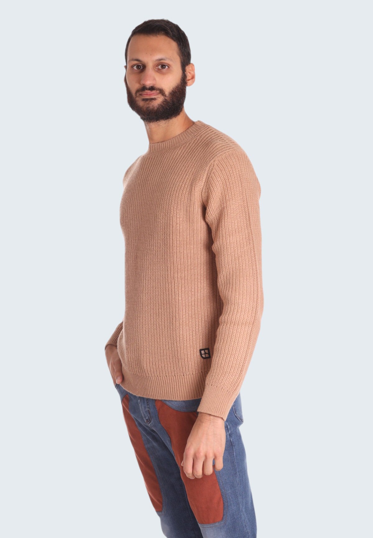 Maglione Girocollo G/C F.7 Misto Lana M.Inglese UR710014 Cammello