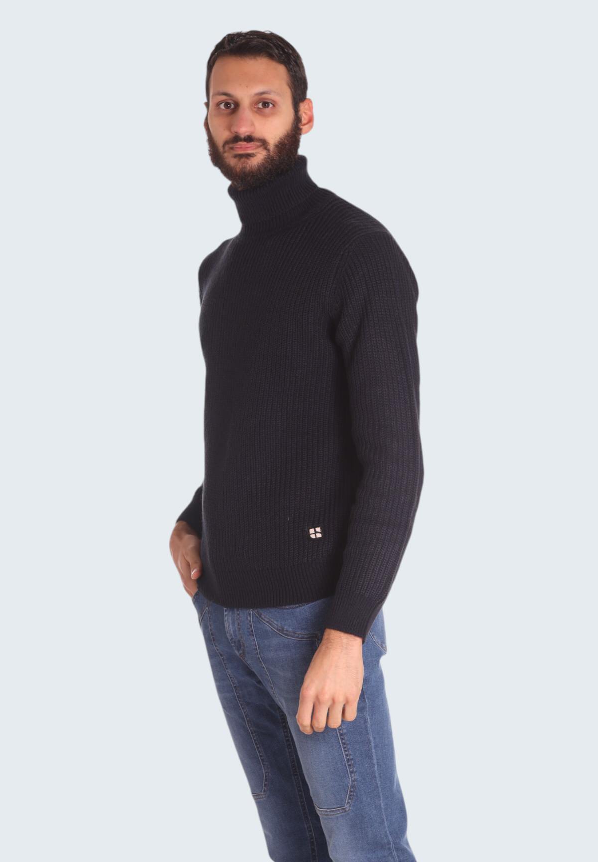 Maglione Collo Alto D/V F.7 Misto Lana M.Inglese UR710015 Blu