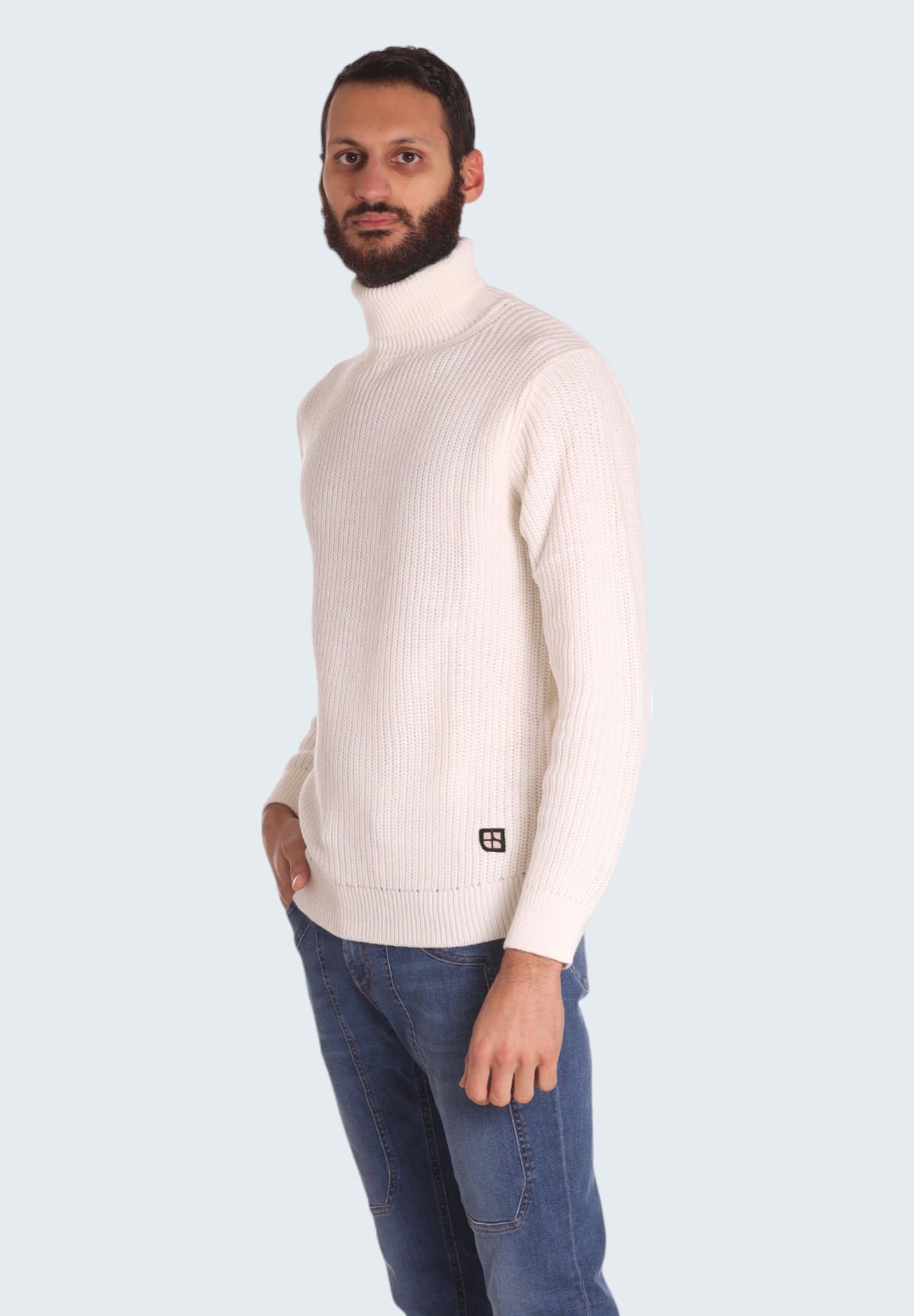 Maglione Collo Alto D/V F.7 Misto Lana M.Inglese UR710015 Latte