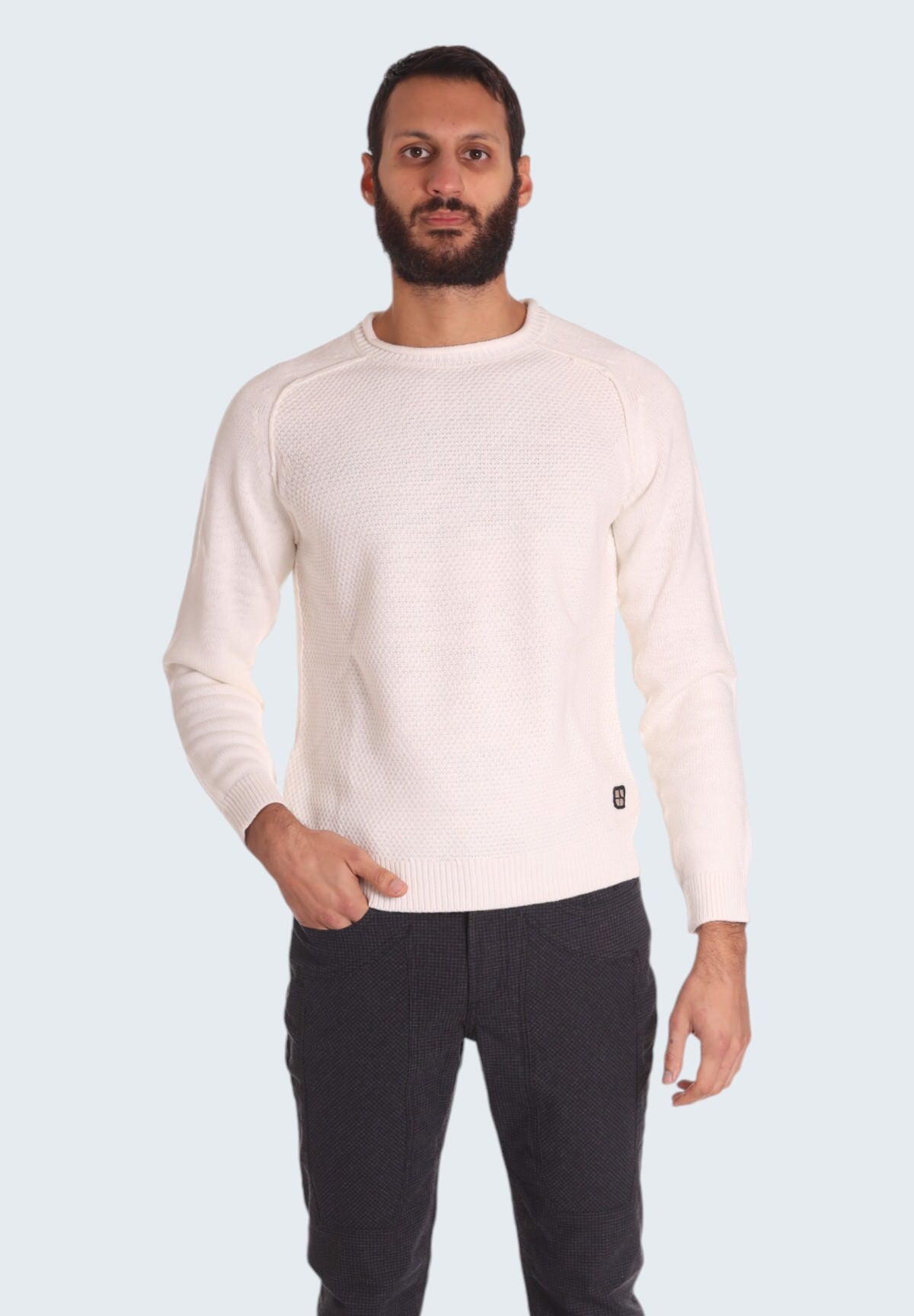 Maglione Girocollo G/C F.7 Misto Lana P.Riso UR710022 Latte