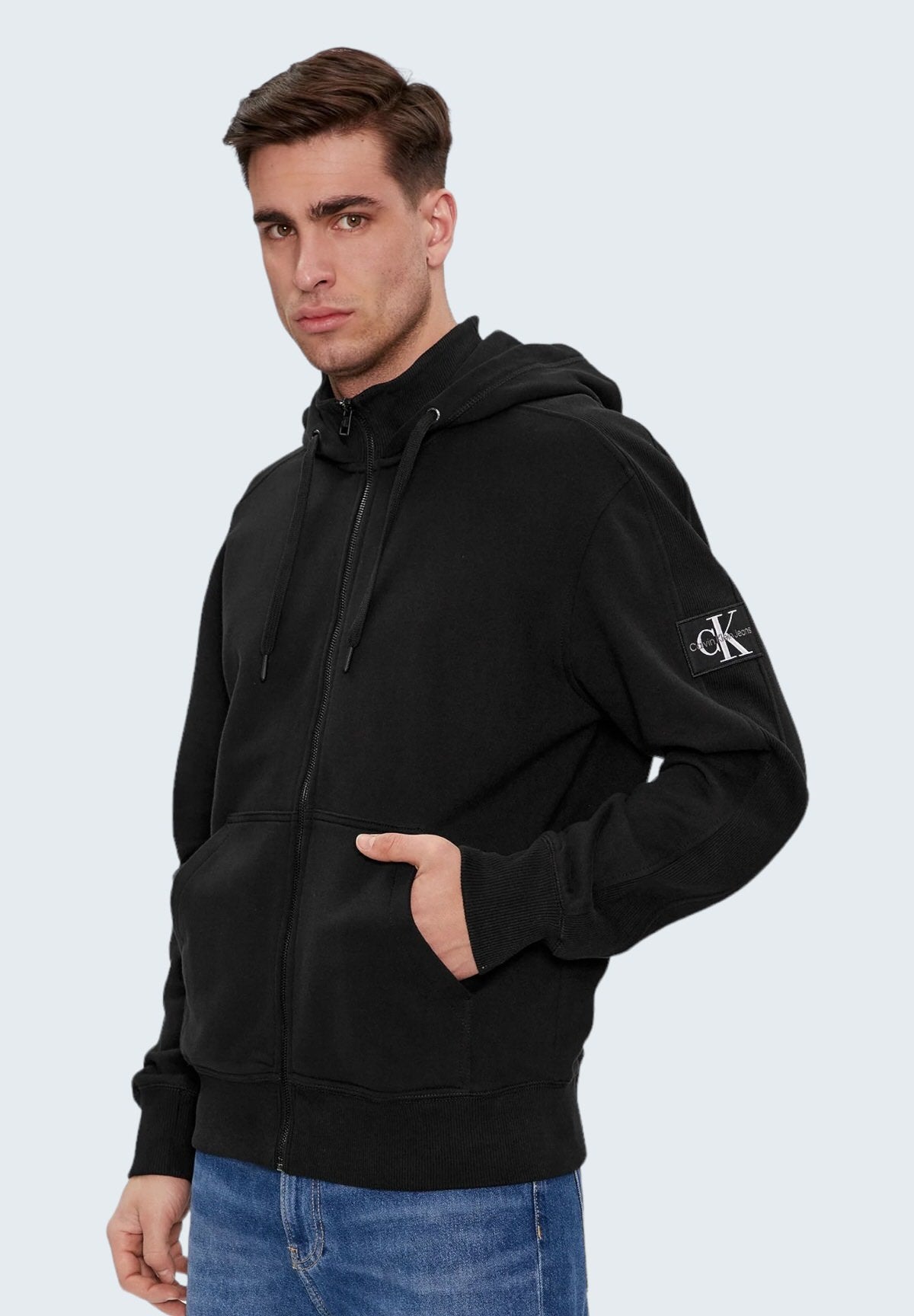 Felpa FulL-Zip Con Cappuccio J30j324956 Ck Black