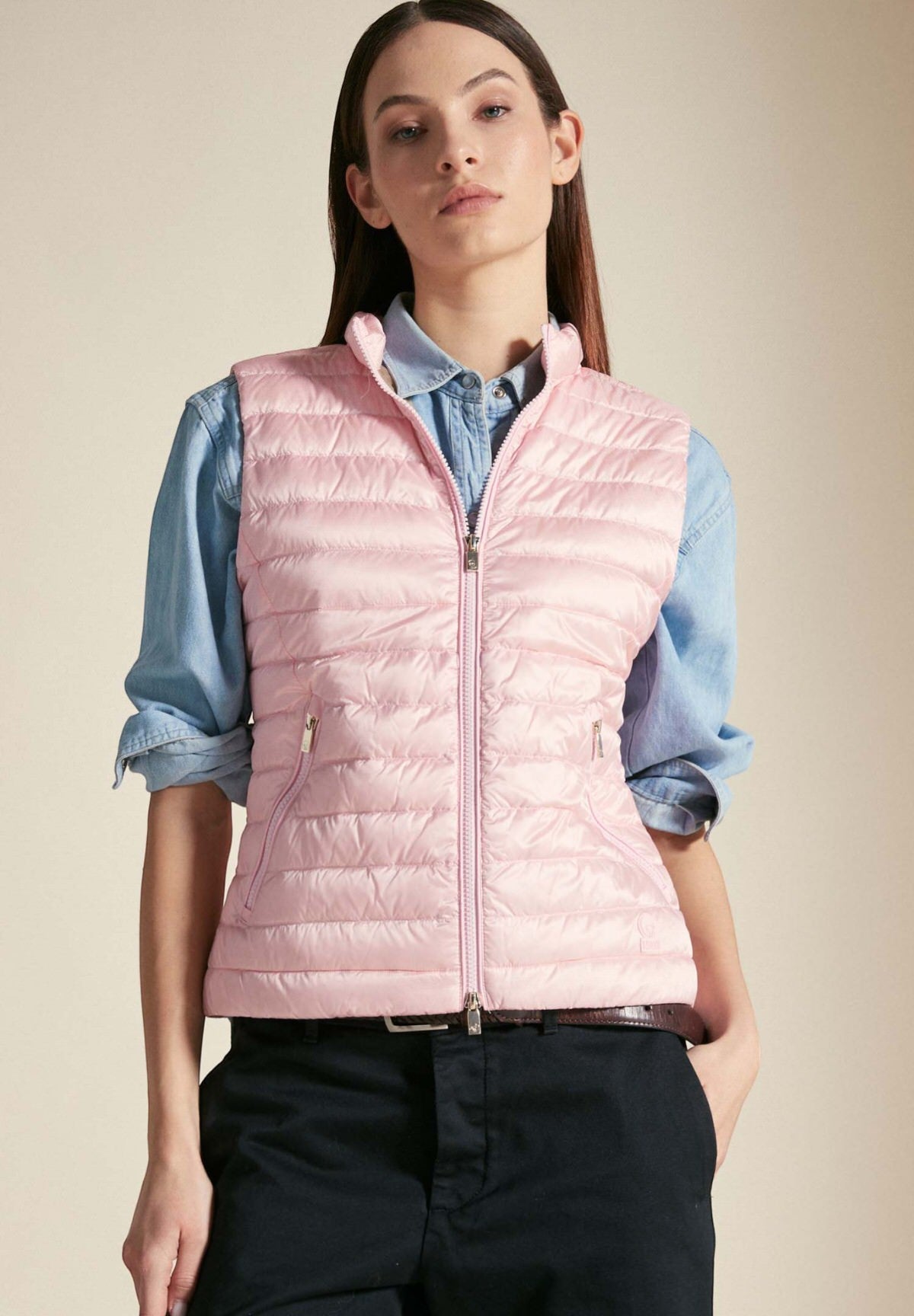 Paprika Pink Lady Sleeveless Vest, Safari