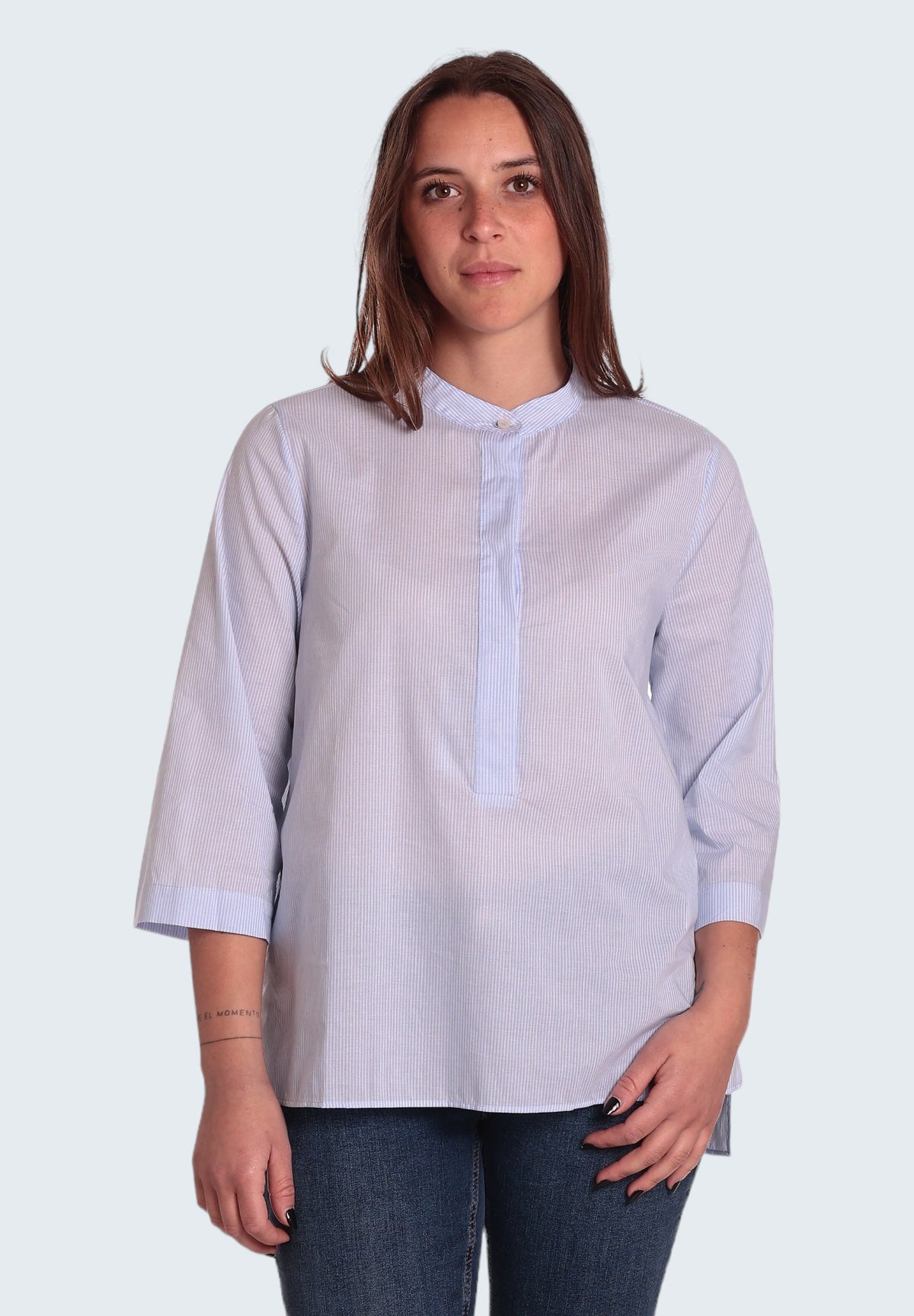 Camicia A Maniche Lunghe Edison Celeste