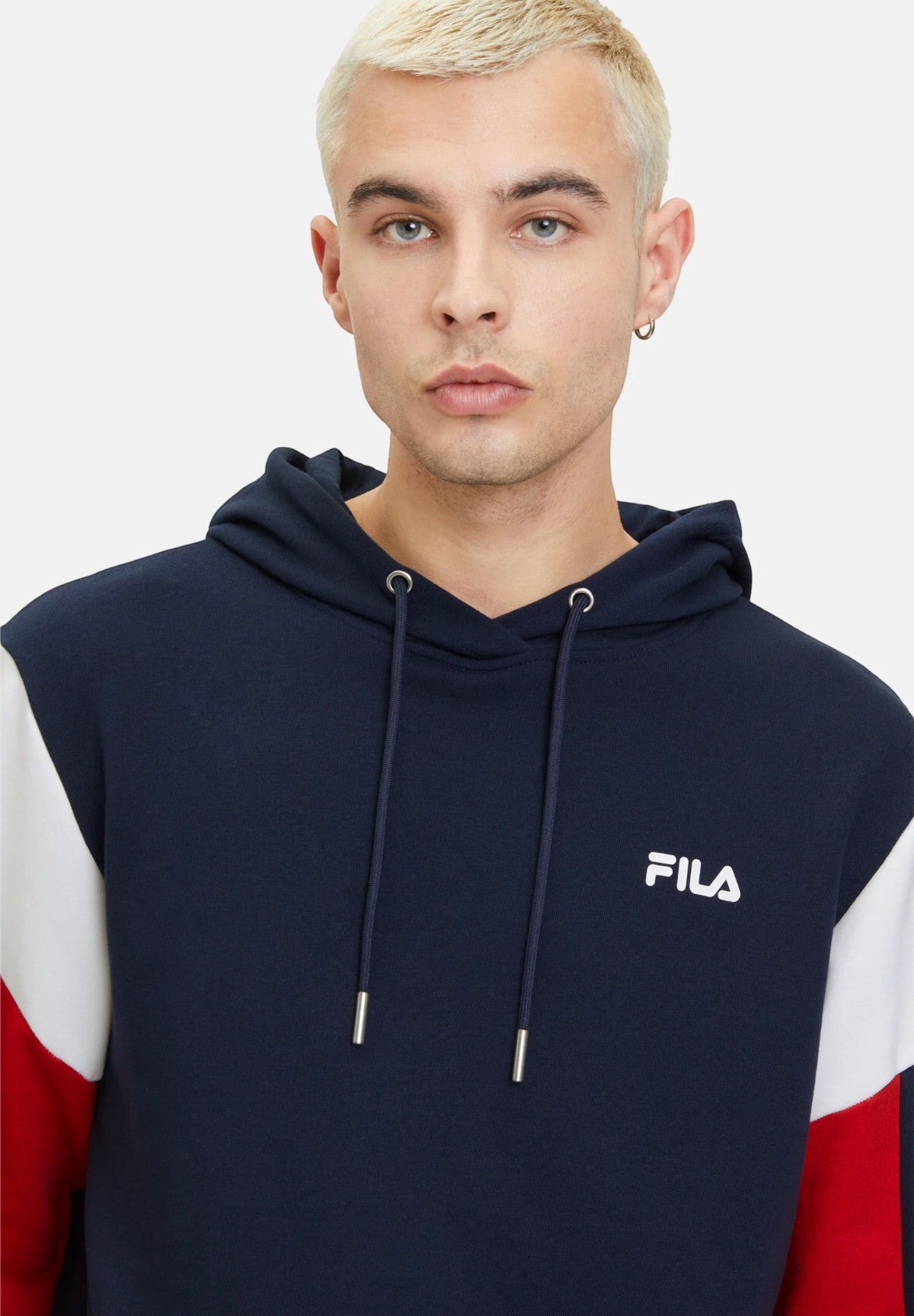 Felpa Pullover Con Cappuccio Fam0622 Black Iris, Bright White, tr