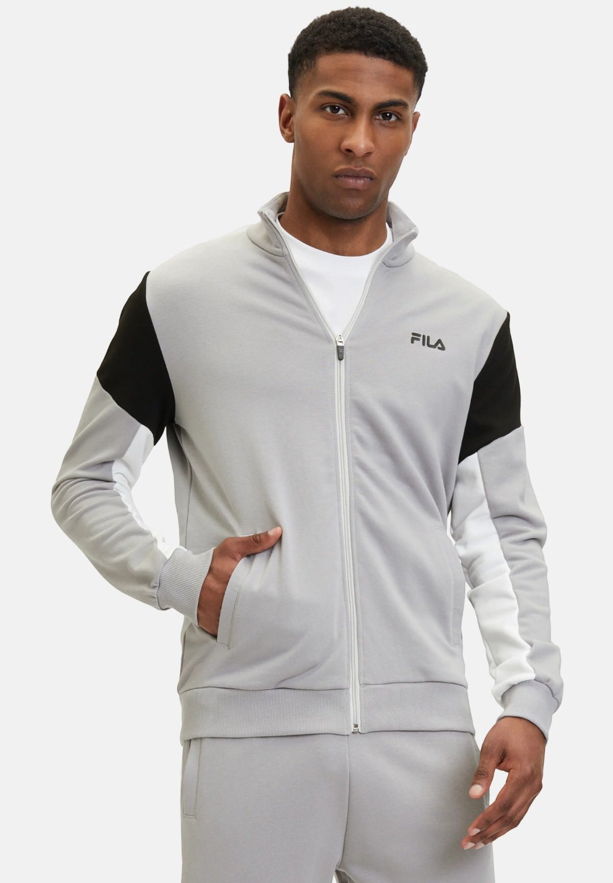 Felpa FulL-Zip Fam0625 Sleet, Bright White, Black