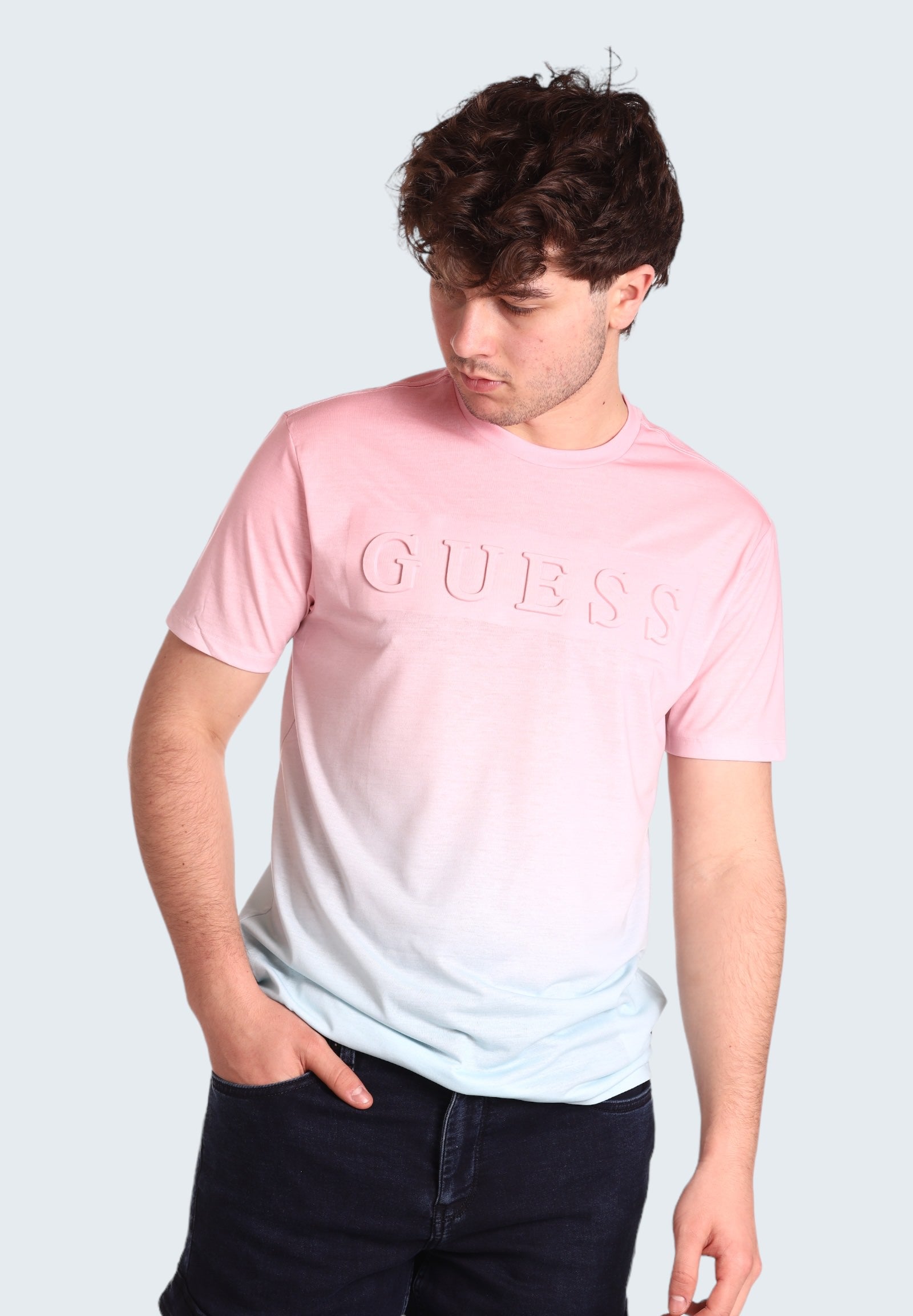 Guess Jeans Man T-Shirt M4gi66 Riviera Pink Multi
