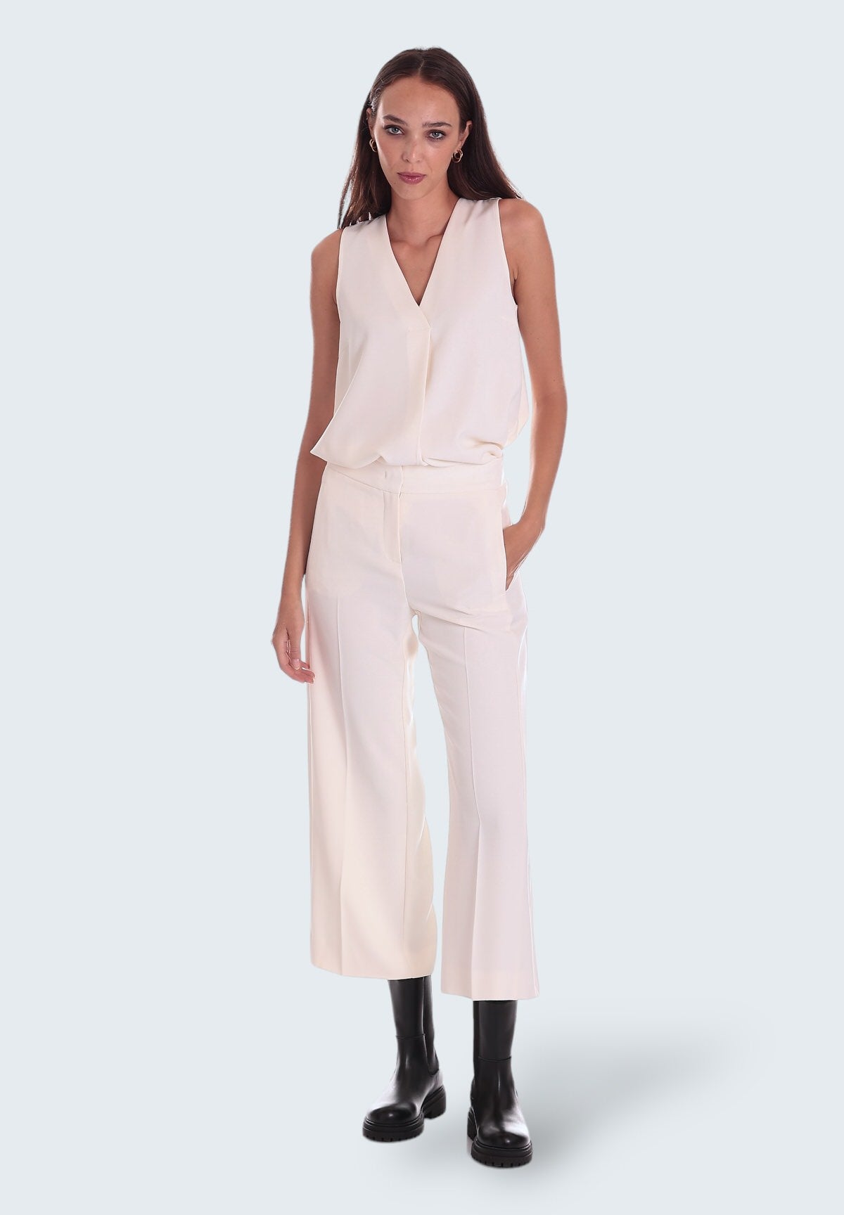 Grace White Wool Trousers