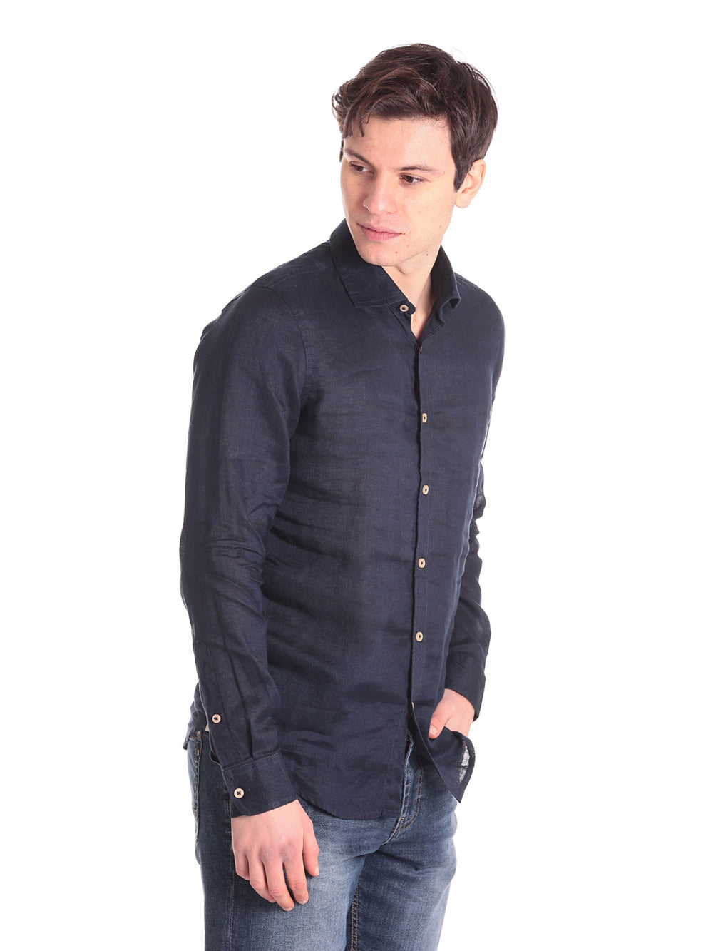 Camicia A Maniche Lunghe Mk13003 Blue