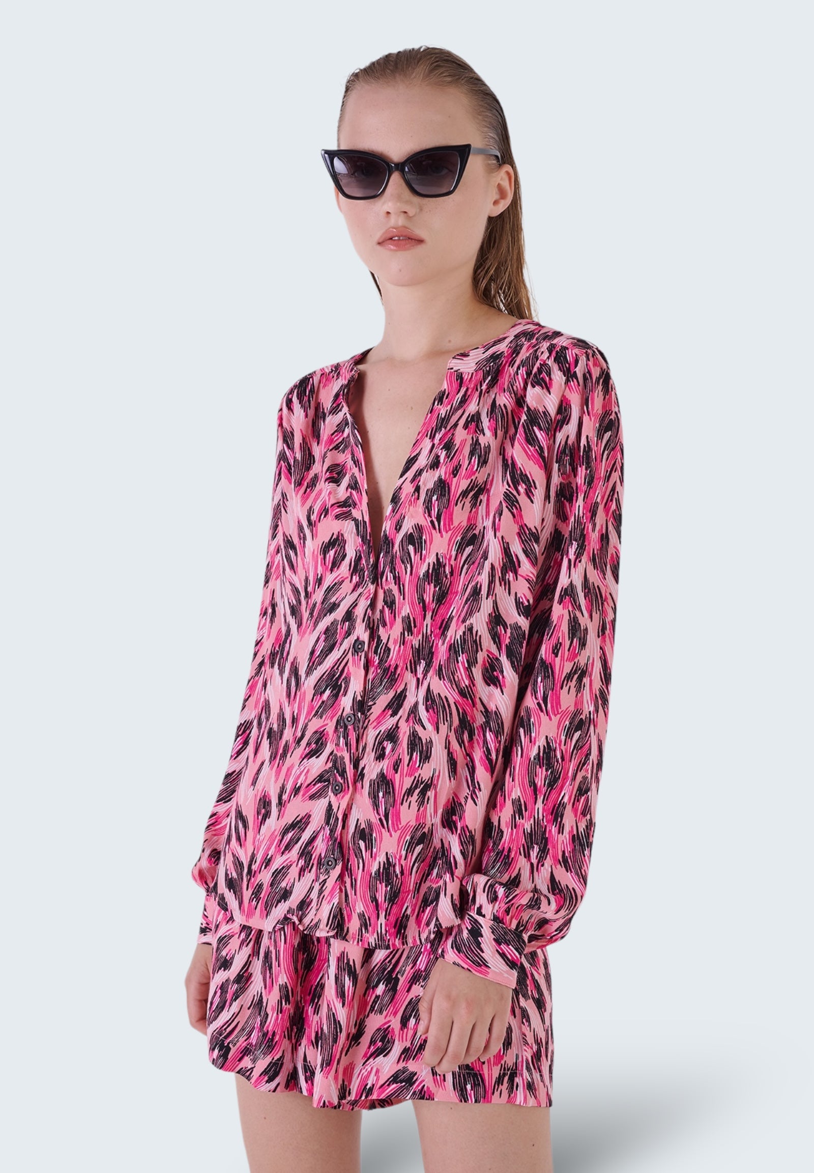 Silvian Heach Camicia Gpp24116ca Leopard Pink