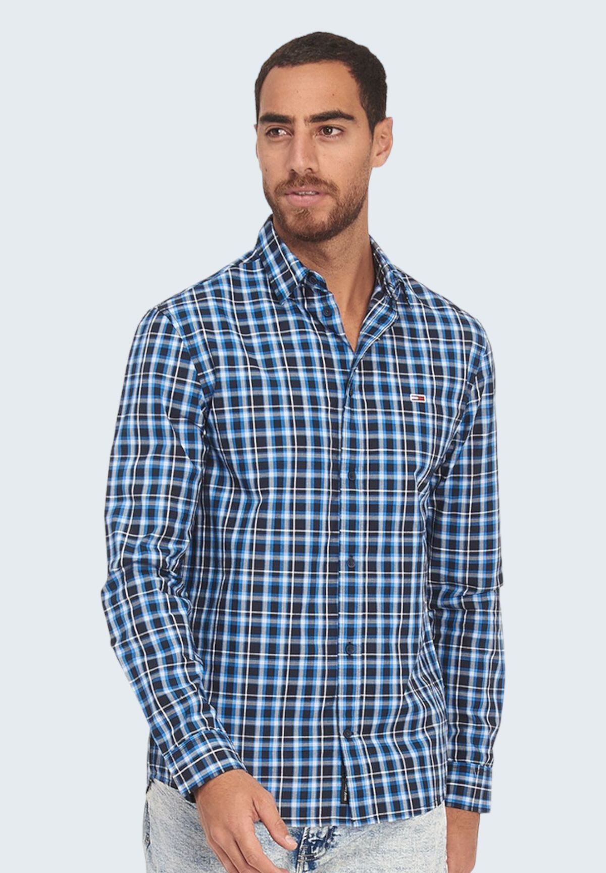 Camicia A Maniche Lunghe Dm0dm18470 Dark Night Navy Check