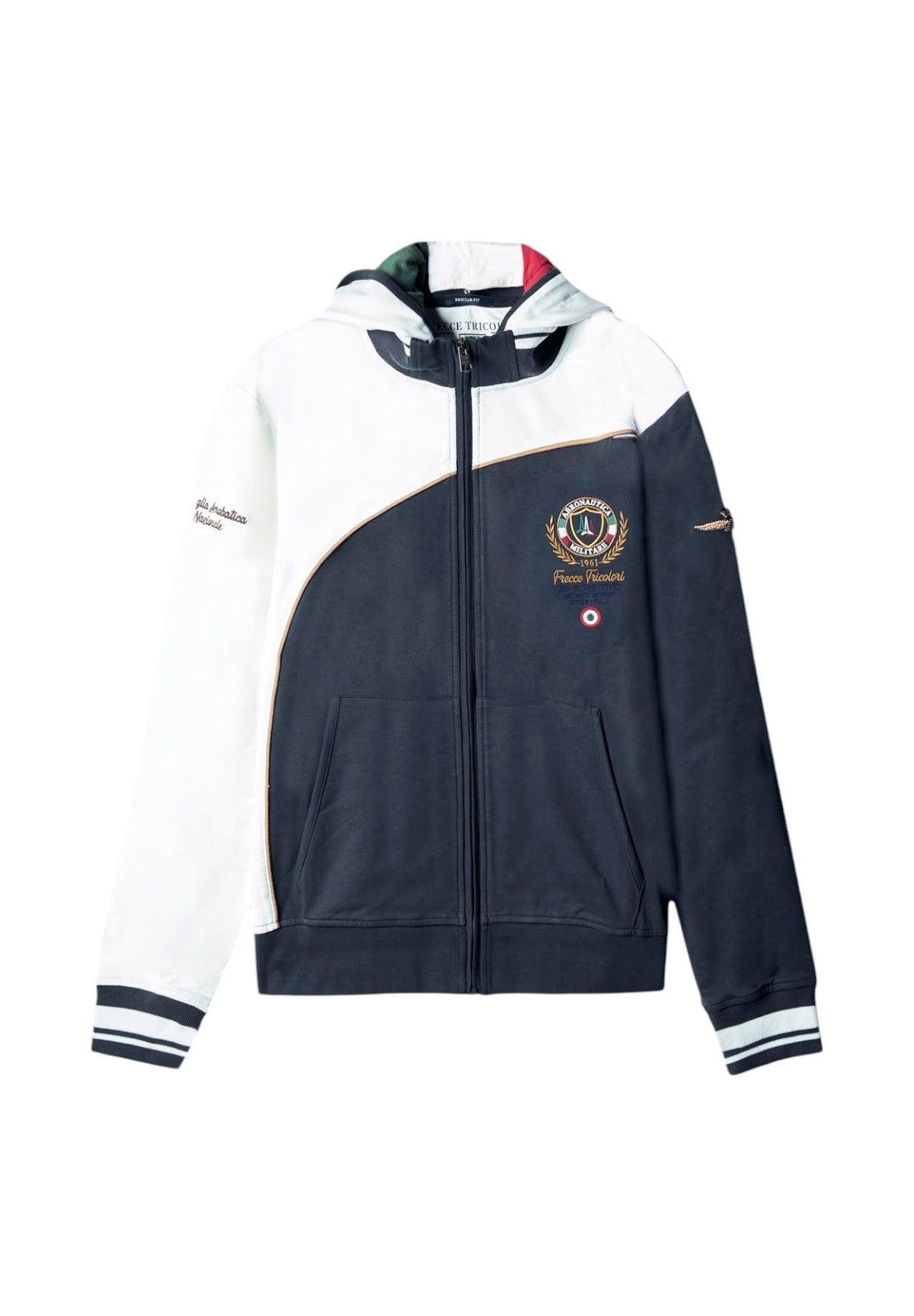 Felpa FulL-Zip Con Cappuccio 251fe2007f419 Blu Navy, Off White