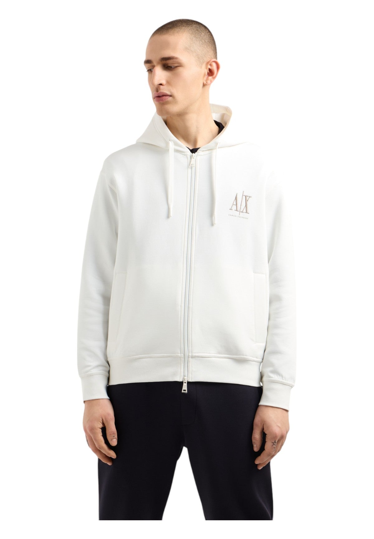 Felpa FulL-Zip Con Cappuccio Xm000371 Off White