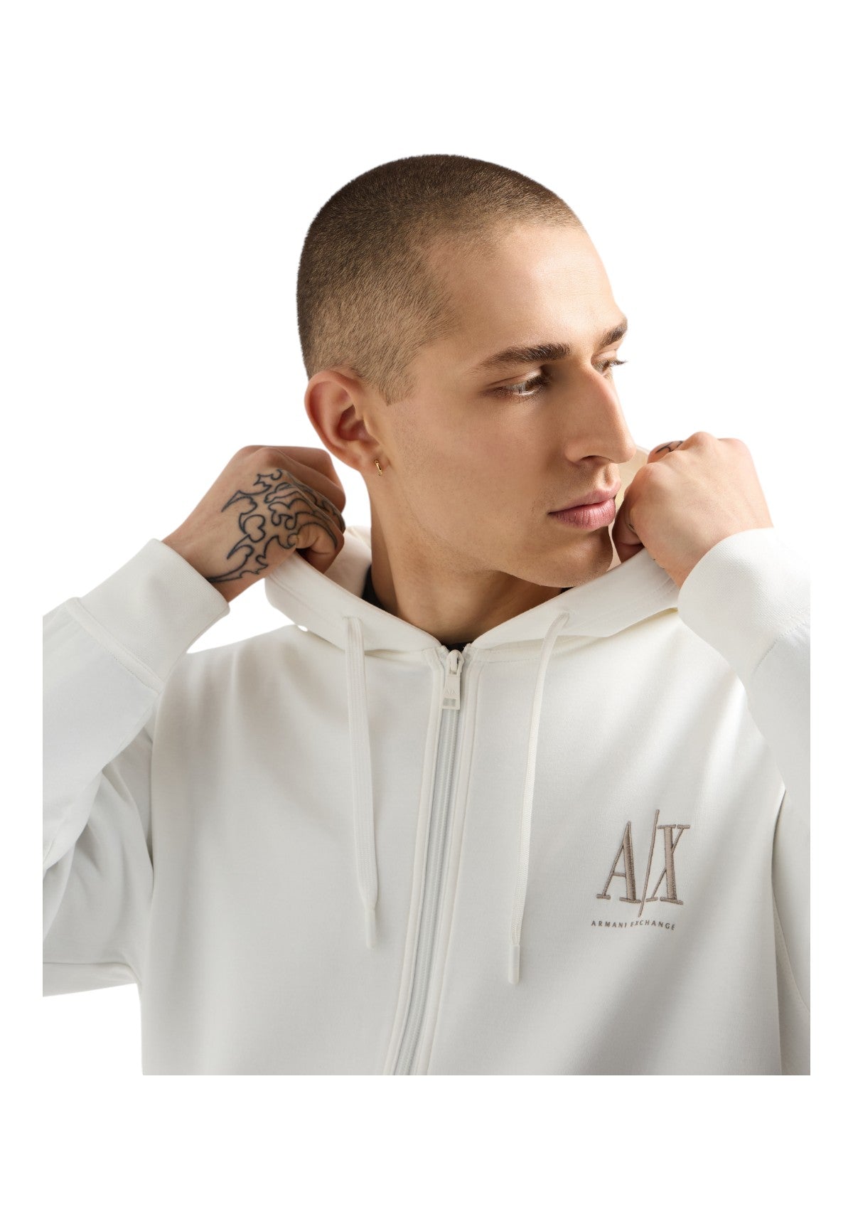 Felpa FulL-Zip Con Cappuccio Xm000371 Off White