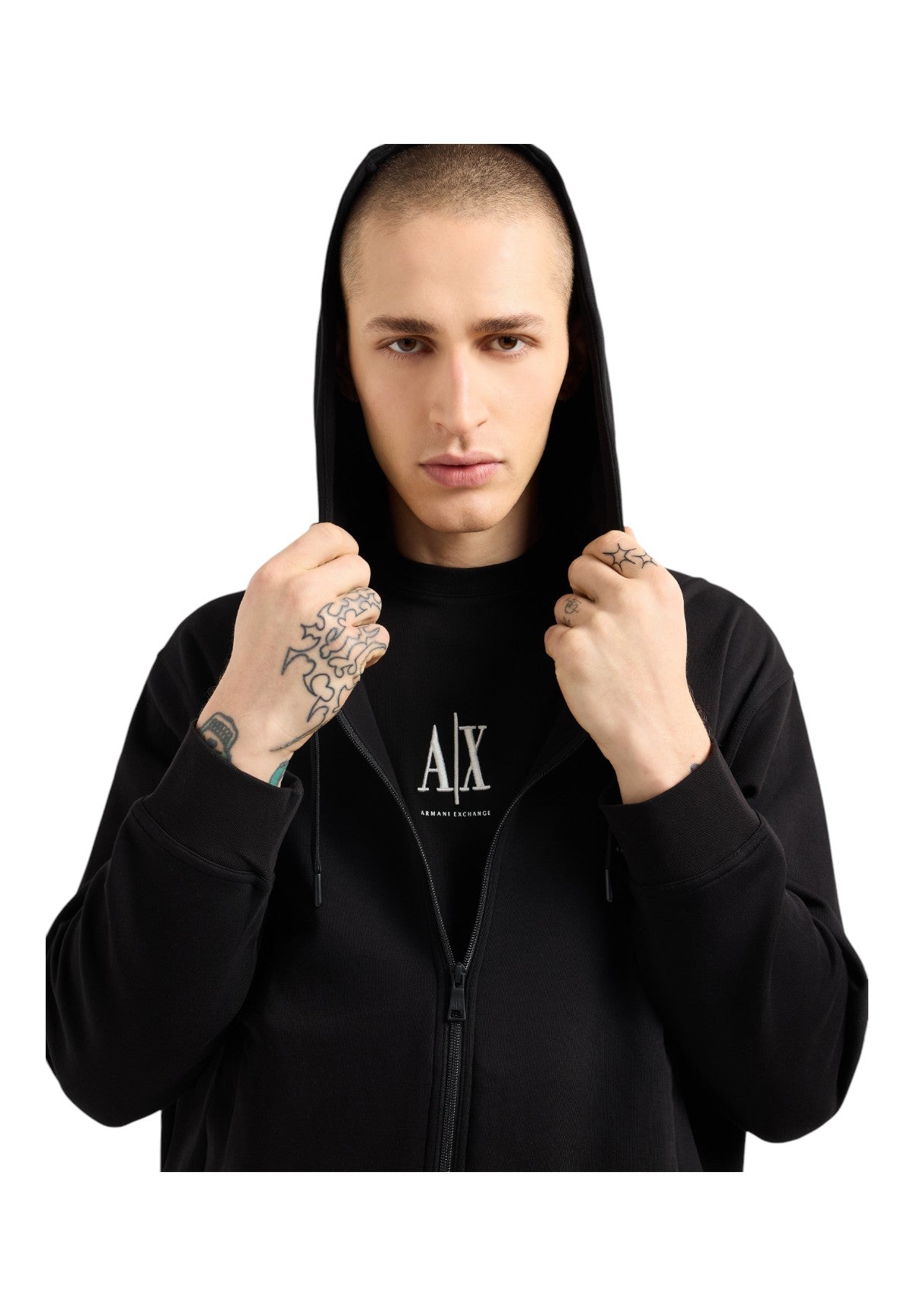 Felpa FulL-Zip Con Cappuccio Xm000371 Black