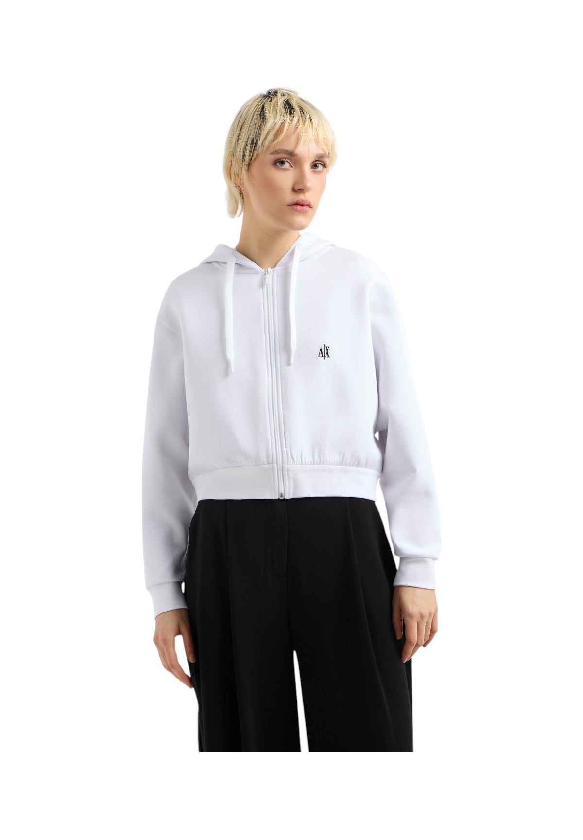 Felpa FulL-Zip Con Cappuccio Xw000822 Optic White