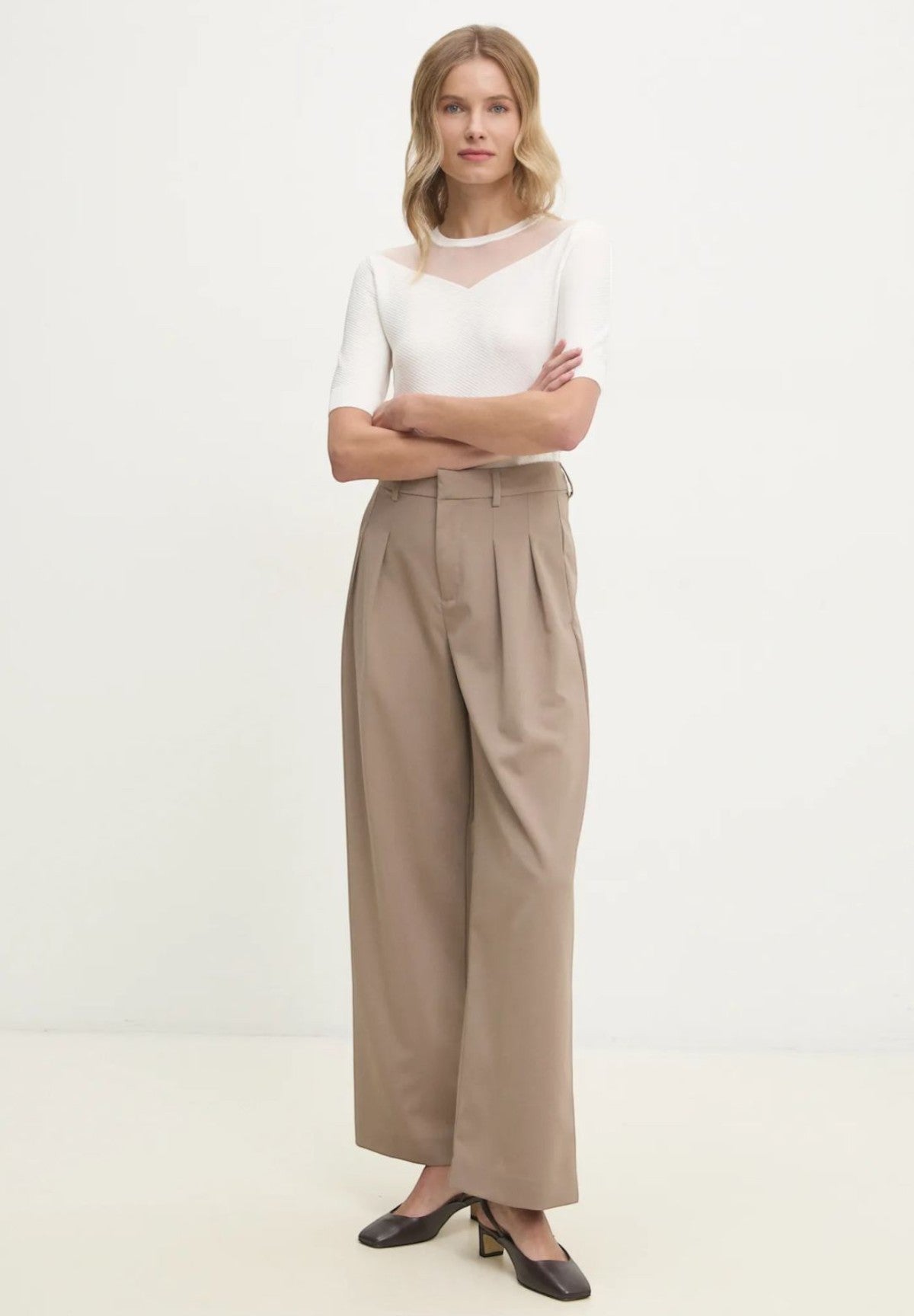 Pantaloni Tailored Wide Leg Pa J20J224849 Taupe Gray