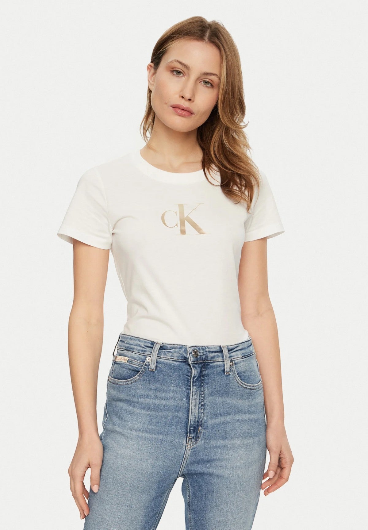 T-shirt con Stampa Gradient Ck Slim Tee J20J224982 Bright White