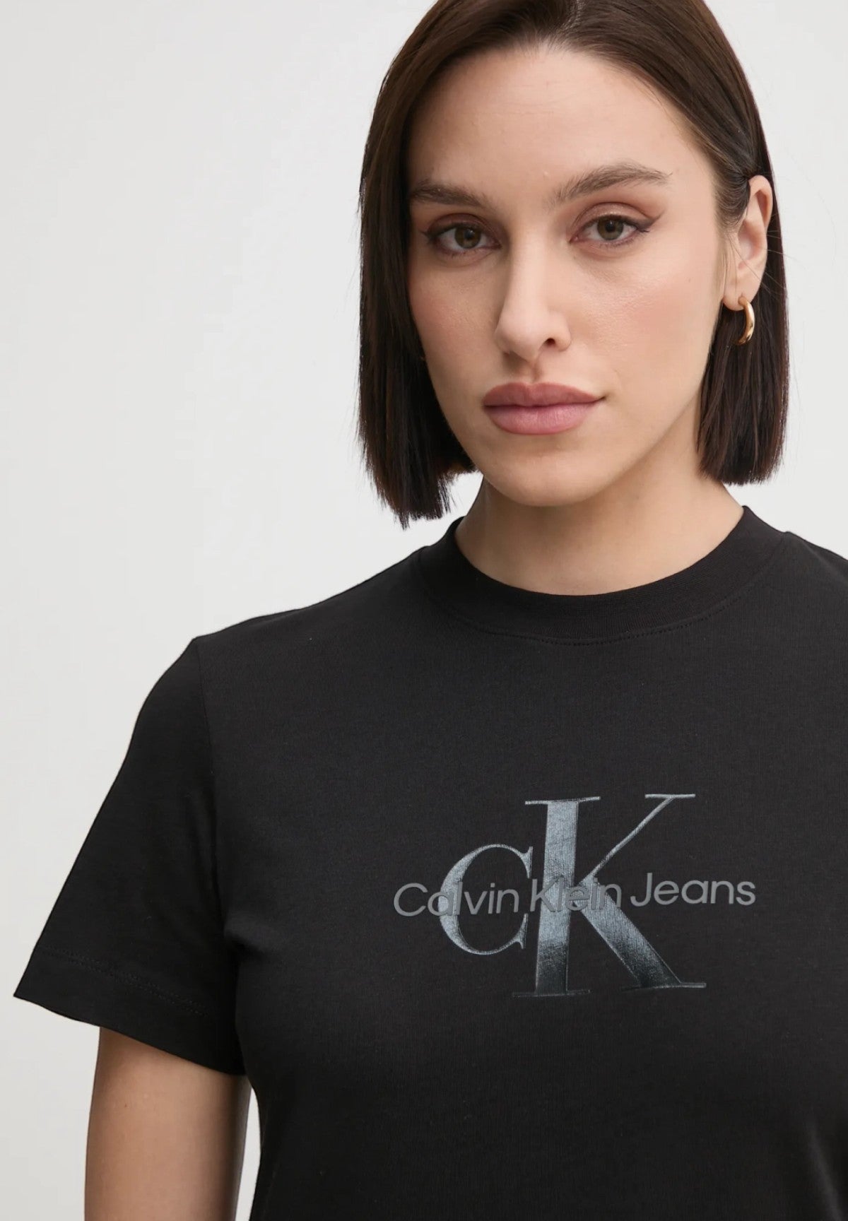 T-shirt con Stampa Glossy Monologo Regu J20J224983 CK Black