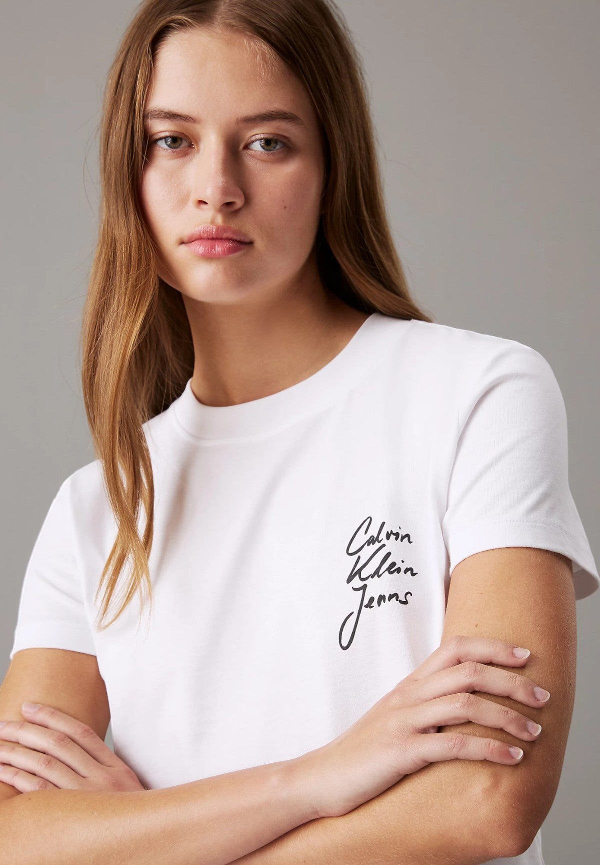 T-shirt con Stampa Script Institutional J20J224984 Bright White