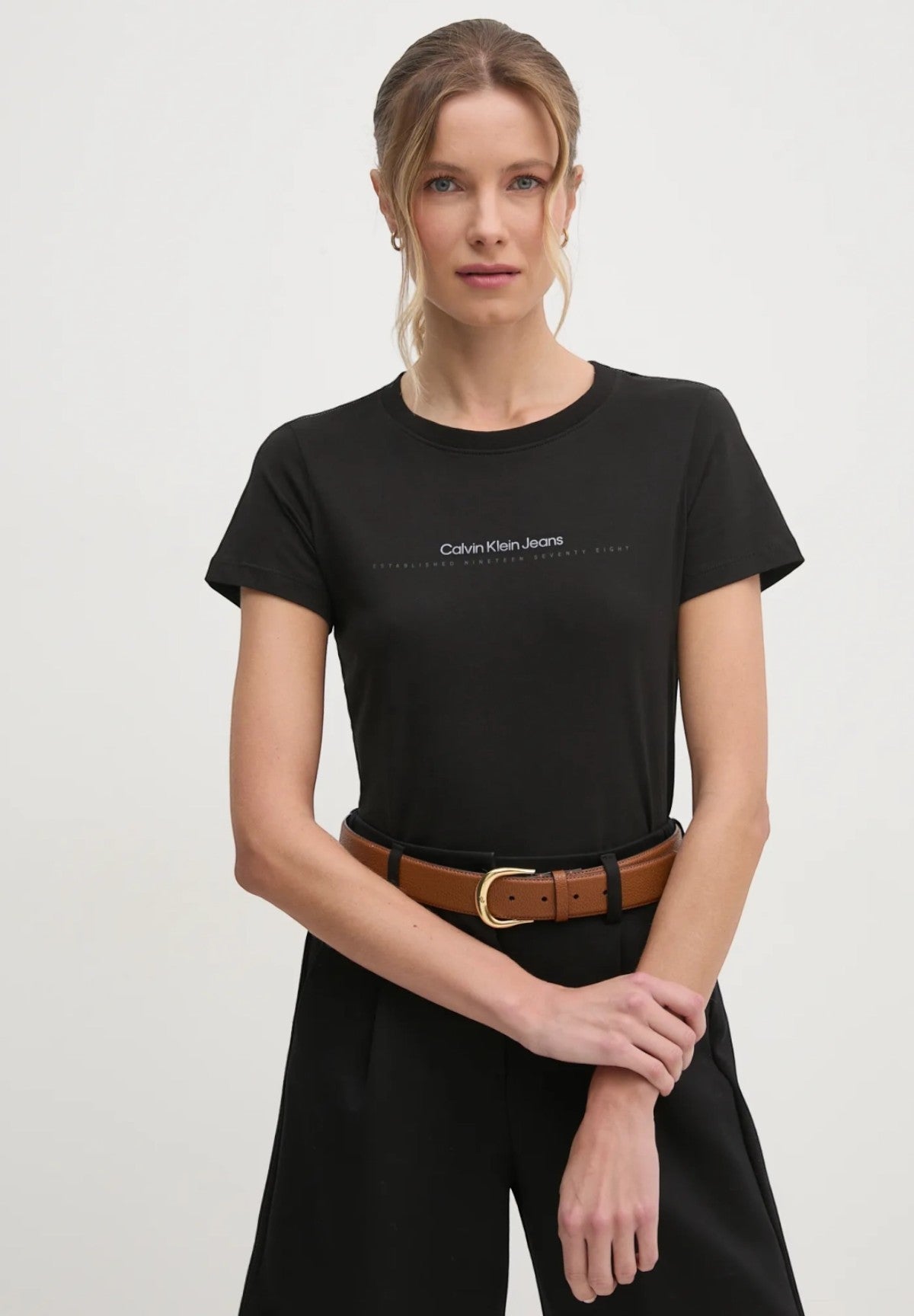 T-shirt con Stampa Institutional Graphi J20J224990 CK Black