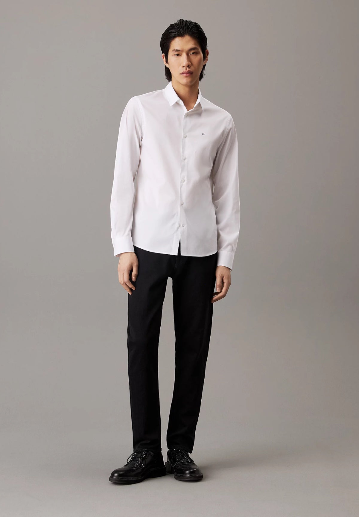 Camicia a Maniche Lunghe Poplin Stretch Slim K10K110856 Bright White