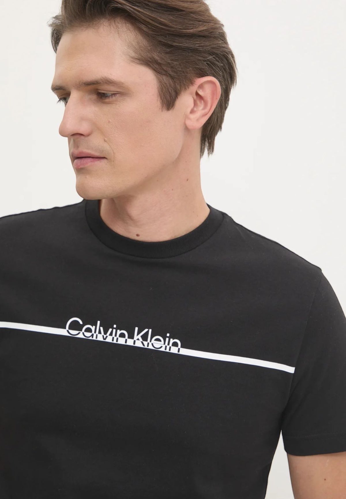 T-shirt con Stampa Split Line Logo T-Sh K10K113802 CK Black