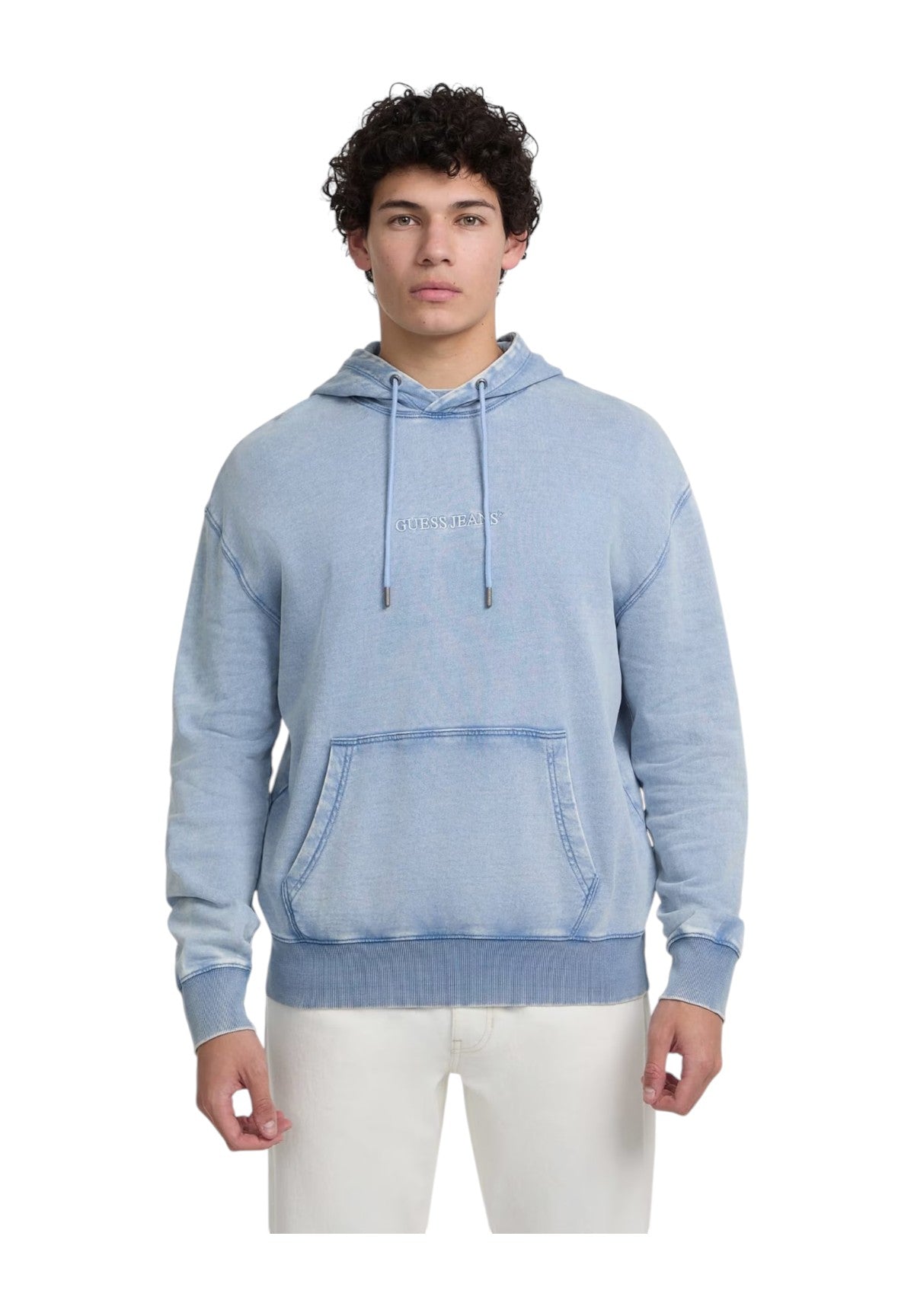 Felpa Pullover Con Cappuccio M5gq23 Indi Light Wash