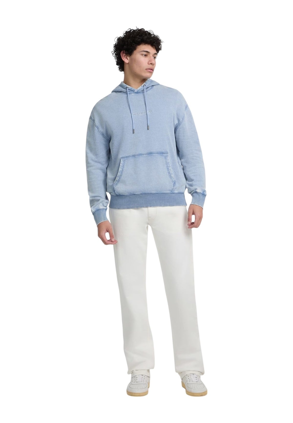 Felpa Pullover Con Cappuccio M5gq23 Indi Light Wash