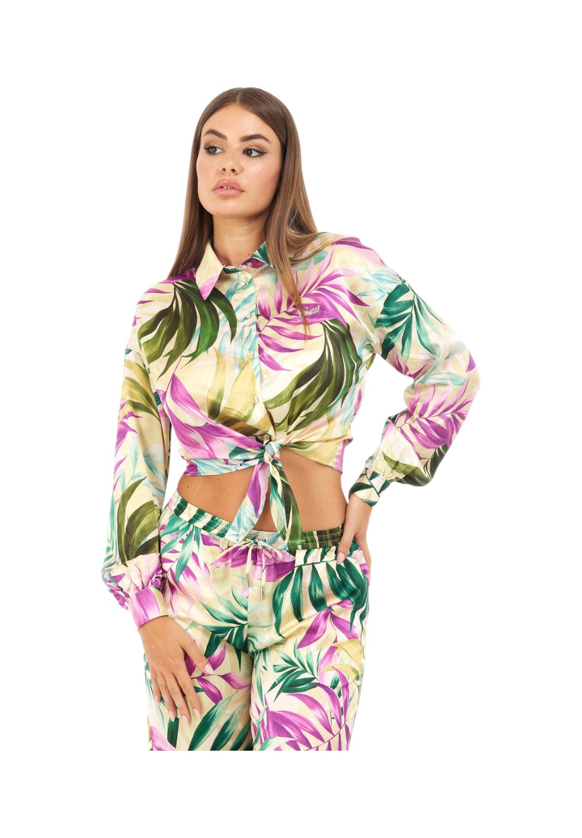 Camicia A Maniche Lunghe W5gh0i Tropical Escape Prin