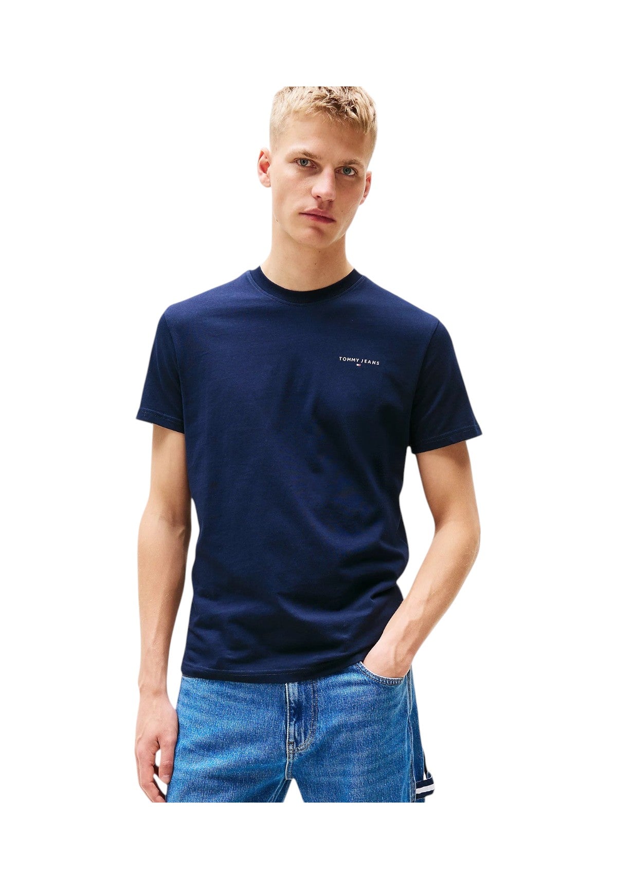 T-shirt a Maniche Corte Tjm Slim Linear Ches DM0DM21188 Dark Night Navy